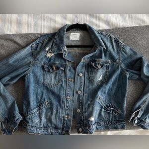 Old Navy Distressed Denim Jean Jacket sz L